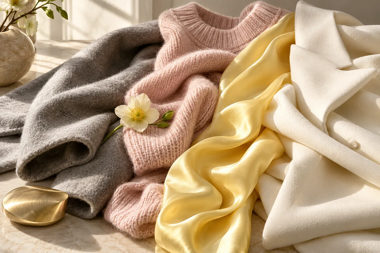 Couleurs tendance hiver 2026 : gris perle, rose poudré et touches de jaune