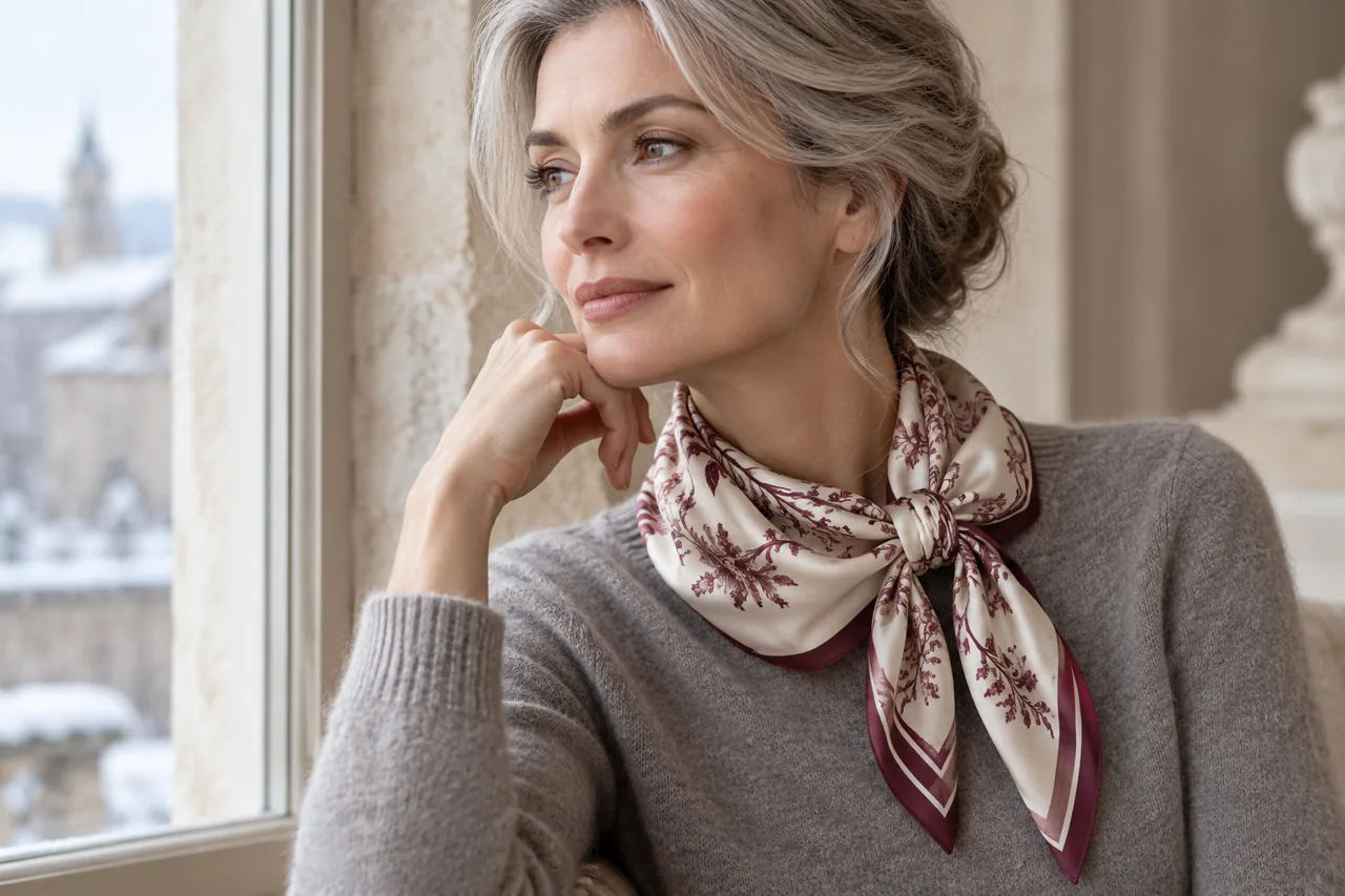 Comment porter un foulard en soie en hiver 2026 : carrés, bandeaux et superpositions